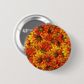Badge Rond 5 Cm Fleurs de soleil orange (Devant & derrière)
