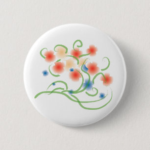 Badge Rond 5 Cm Fleurs de style aérographe et peinture