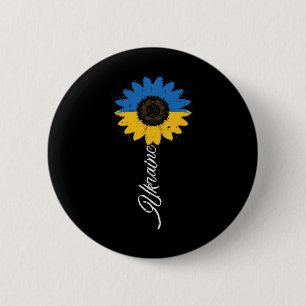 Badge Rond 5 Cm Fleurs de tournesol patriotiques ukrainiennes femm