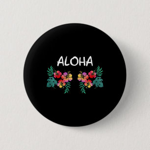 Badge Rond 5 Cm Fleurs d'Hibiscus pour Femmes Bustier Hawaïen Aloh