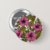 Badge Rond 5 Cm Fleurs d'hibiscus roses (Devant & derrière)