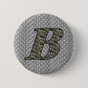 Badge Rond 5 Cm Fleurs d'hortensia à monogramme initial B