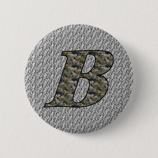 Badge Rond 5 Cm Fleurs d'hortensia à monogramme initial B (Devant)