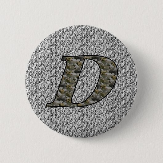 Badge Rond 5 Cm Fleurs d'hydrangea à initiale de monogramme D (Devant)