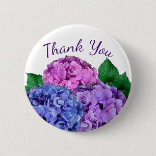 Badge Rond 5 Cm Fleurs d'hydrangée bleu et rose personnalisées