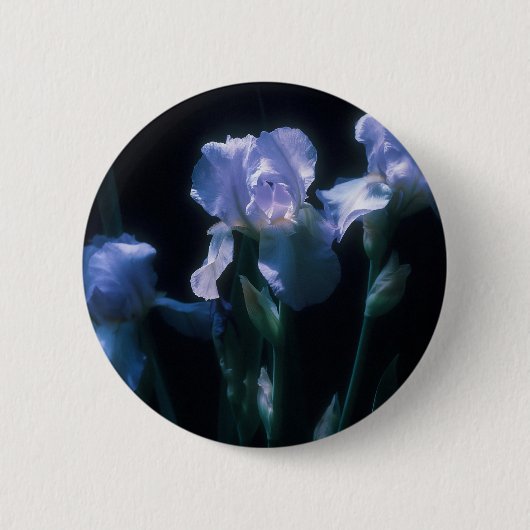 Badge Rond 5 Cm Fleurs d'Iris au Crépuscule (Devant)