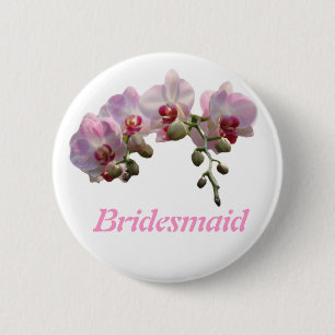 Badge Rond 5 Cm fleurs d'orchidée rose demoiselle d'honneur bouton