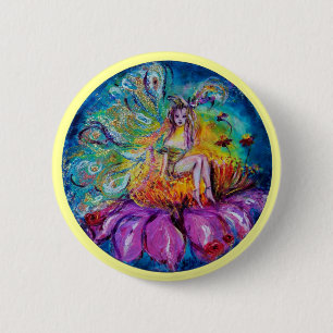 Badge Rond 5 Cm FLEURS EN Imaginaire DE NUIT