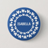 Badge Rond 5 Cm Fleurs Et Coeurs (Devant)