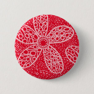 Badge Rond 5 Cm Fleurs et Coeurs