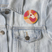 Badge Rond 5 Cm Fleurs et vagues de style rétro (En situation)