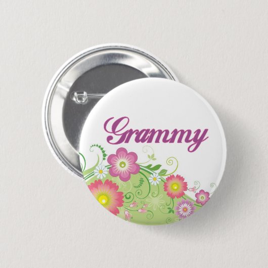 Badge Rond 5 Cm Fleurs fascinantes Grammy (Devant & derrière)