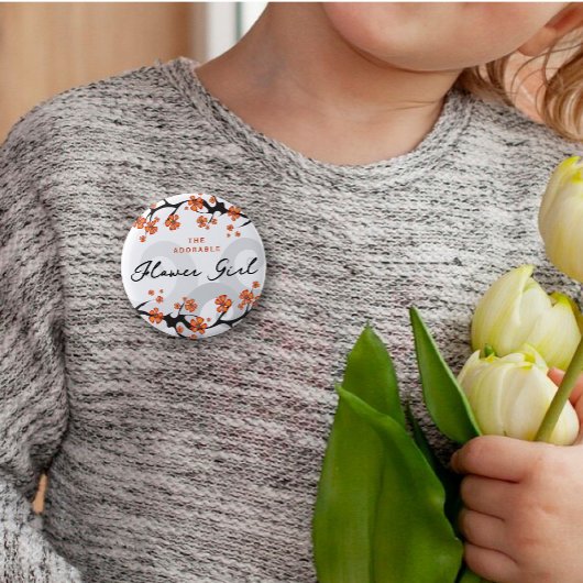 Badge Rond 5 Cm FLEURS FILLE FLEURS Tropical Frotles Mariage chic