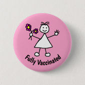Badge Rond 5 Cm Fleurs filles mignonnes vaccinées (Devant)
