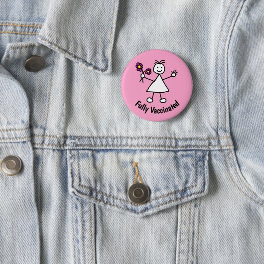 Badge Rond 5 Cm Fleurs filles mignonnes vaccinées (En situation)