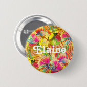 Badge Rond 5 Cm Fleurs hawaïennes tropicales feuilles fleuries col (Devant & derrière)