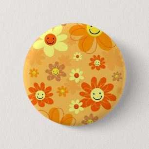 Badge Rond 5 Cm Fleurs heureuses