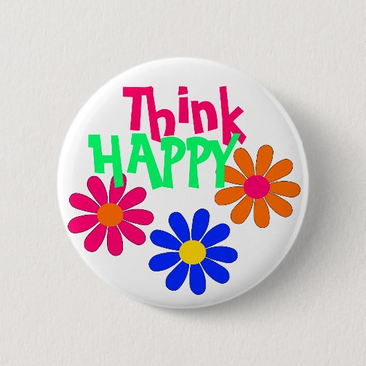 Badge Rond 5 Cm Fleurs heureuses super (Devant)