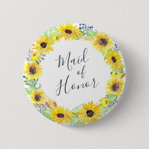 Badge Rond 5 Cm Fleurs Maid of Honor
