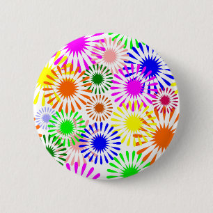 Badge Rond 5 Cm Fleurs multicolores