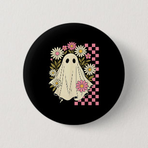Badge Rond 5 Cm Fleurs Nk vintages Fantôme Super Halloween Soky Gi