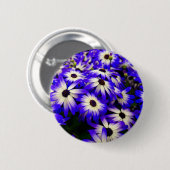 Badge Rond 5 Cm Fleurs numériques Bleues et Blancs (Devant & derrière)