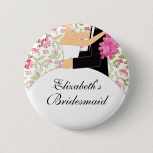 Badge Rond 5 Cm Fleurs nuptiales du bouton de demoiselle d'honneur