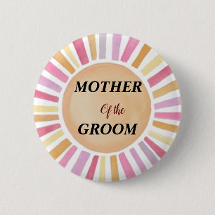 Badge Rond 5 Cm Fleurs personnalisées Shabby Chic Mère du marié 