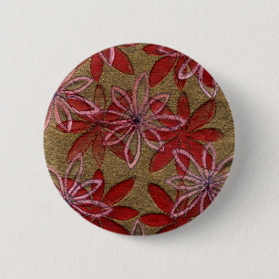 Badge Rond 5 Cm Fleurs piquées - bloc découpé par main - rose