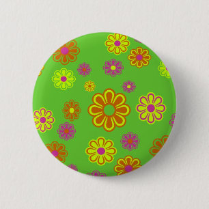 Badge Rond 5 Cm fleurs pop mod super