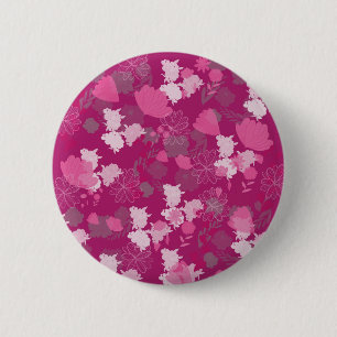 Badge Rond 5 Cm fleurs roses