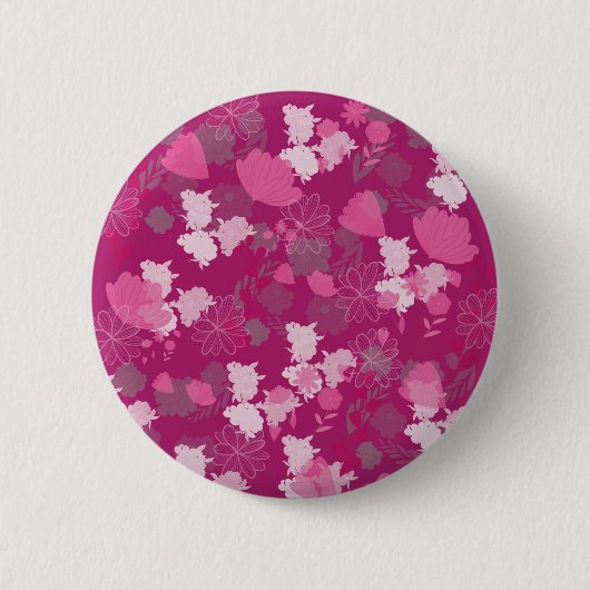 Badge Rond 5 Cm fleurs roses (Devant)