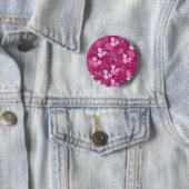 Badge Rond 5 Cm fleurs roses (En situation)