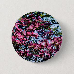 Badge Rond 5 Cm Fleurs roses élégantes florales floraison Dogwood 