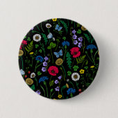 Badge Rond 5 Cm Fleurs sauvages en noir (Devant)