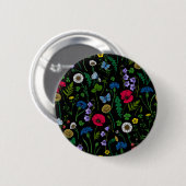 Badge Rond 5 Cm Fleurs sauvages en noir (Devant & derrière)