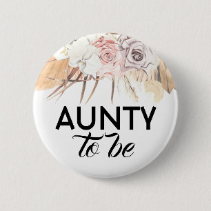 Badge Rond 5 Cm Fleurs séchées et Feuille tante à être Baby shower