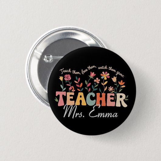 Badge Rond 5 Cm Fleurs Super personnalisées Enseignant Cadeau pers (Devant & derrière)