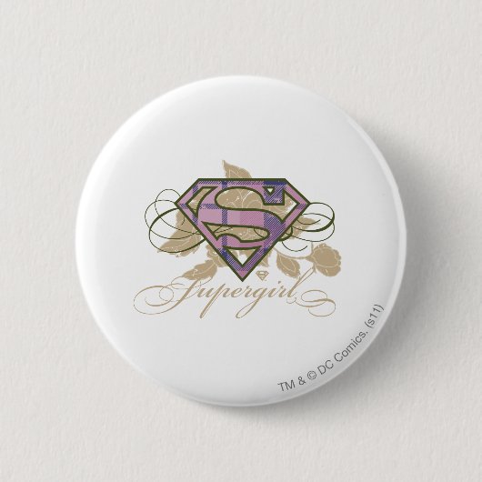 Badge Rond 5 Cm Fleurs Supergirl (Devant)