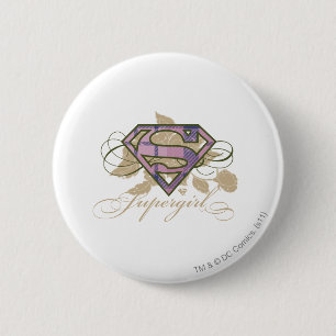 Badge Rond 5 Cm Fleurs Supergirl