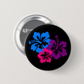 Badge Rond 5 Cm Fleurs tropicales de ketmie dans des couleurs (Devant & derrière)