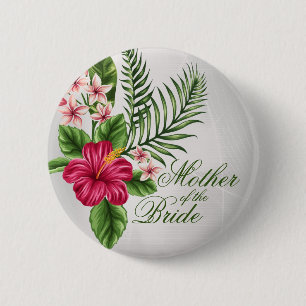 Badge Rond 5 Cm Fleurs tropicales et mère Feuille de la mariée