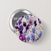 Badge Rond 5 Cm Fleurs violettes, blanches et violettes arrière -  (Devant & derrière)