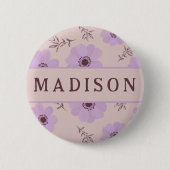 Badge Rond 5 Cm fleurs violettes motif (Devant)
