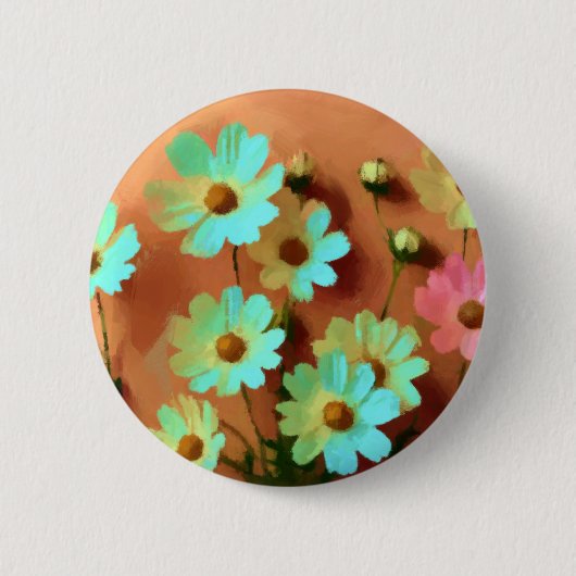 Badge Rond 5 Cm Fleurs Zinnia Elegans (Devant)