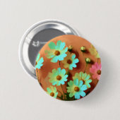 Badge Rond 5 Cm Fleurs Zinnia Elegans (Devant & derrière)