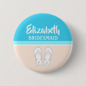 Badge Rond 5 Cm Flip-Flops Monogrammé Beach Wedding Bridesmaid (Devant)