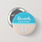 Badge Rond 5 Cm Flip-Flops Monogrammé Beach Wedding Bridesmaid (Devant & derrière)