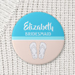 Badge Rond 5 Cm Flip-Flops Monogrammé Beach Wedding Bridesmaid<br><div class="desc">Les demoiselles d'honneur aimeront un bouton personnalisé chic et mignon comme cadeau de souvenir pour un mariage à la plage. Tout le texte est simple à customiser. Cette broche est un accessoire élégant pour une douche nuptiale, une soirée bachelorette ou un dîner de répétition. Le corail pastel et le bleu...</div>