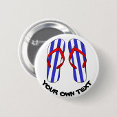 Badge Rond 5 Cm Flip Flops Plage Sandales Texte Personnalisé (Devant & derrière)